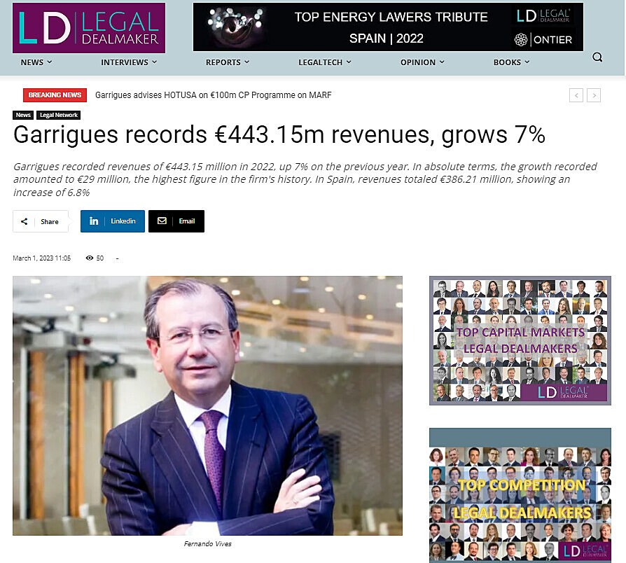 Garrigues records 443.15m revenues, grows 7%